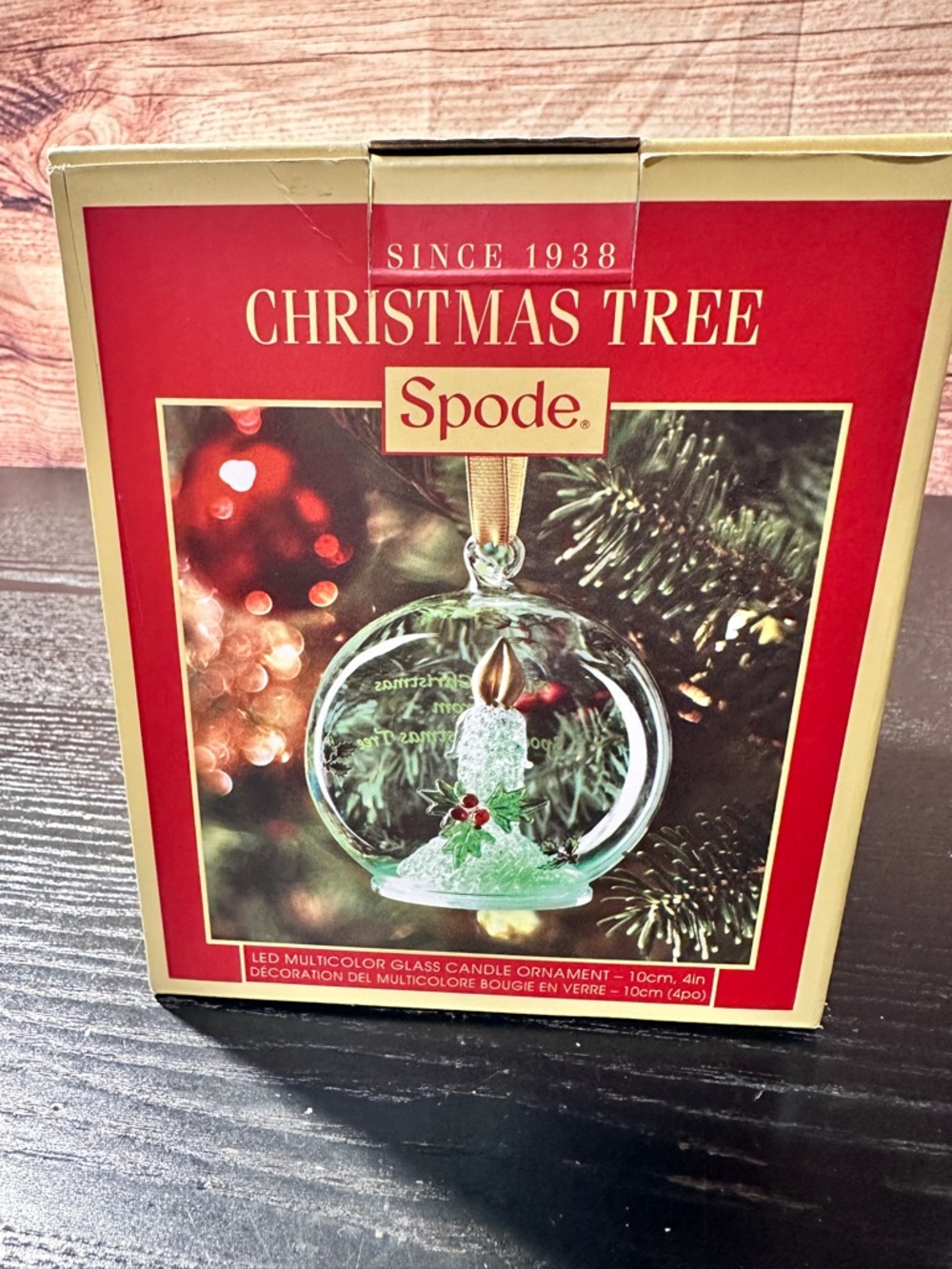 Spode Christmas Tree LED Multicolor Glass Candle Ornament is a 4-inch